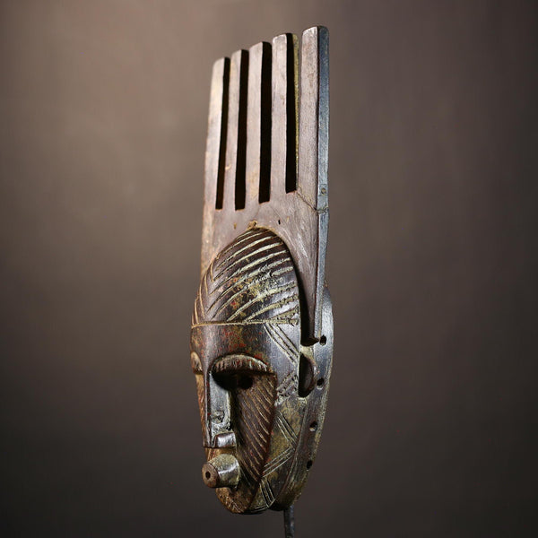 African Vintage Artisan Mask | Antique Traditional Wall Art Figure Decor | Unique Cultural Home Accent-G4976