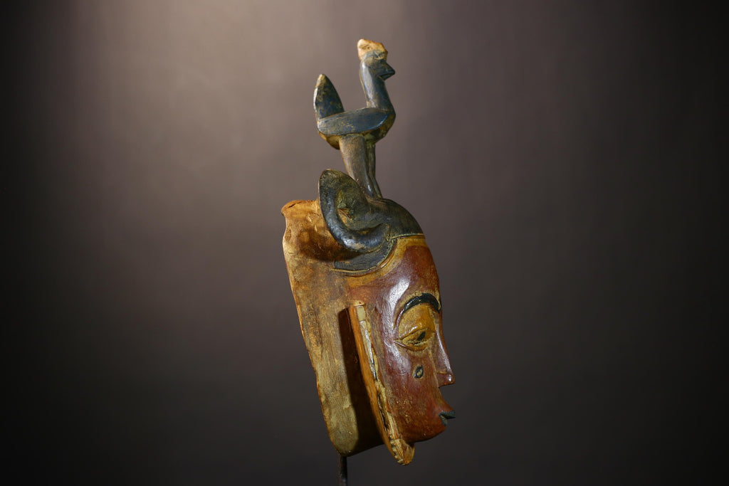 African Handcrafted Baule Mask Decor Craft | Unique Wall Art | Cultural Home Style | Artistic Sculpture for Display -G4838