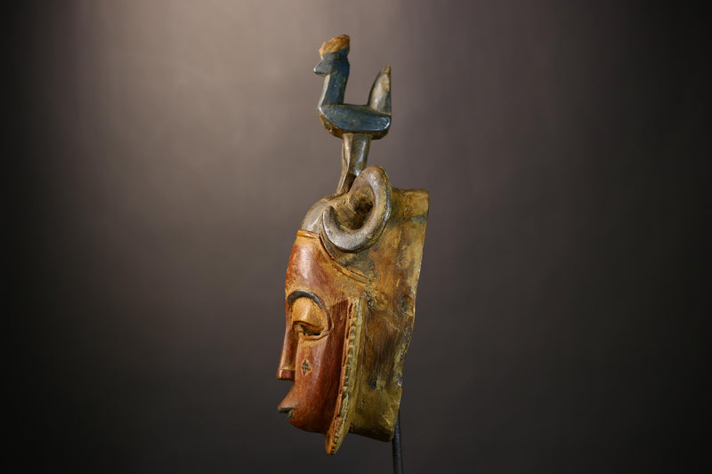 African Handcrafted Baule Mask Decor Craft | Unique Wall Art | Cultural Home Style | Artistic Sculpture for Display -G4838