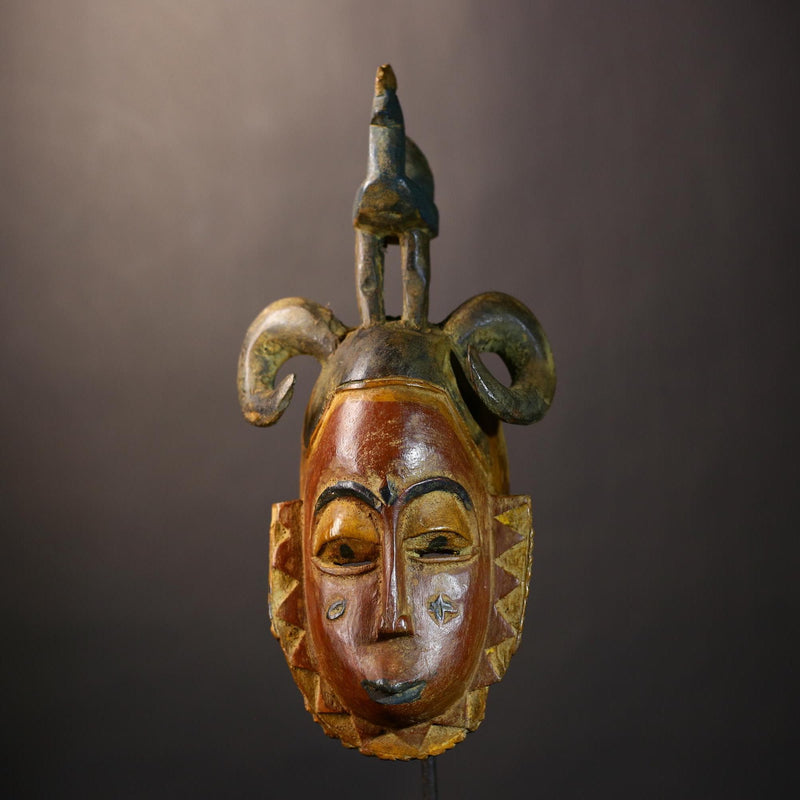 African Handcrafted Baule Mask Decor Craft | Unique Wall Art | Cultural Home Style | Artistic Sculpture for Display -G4838