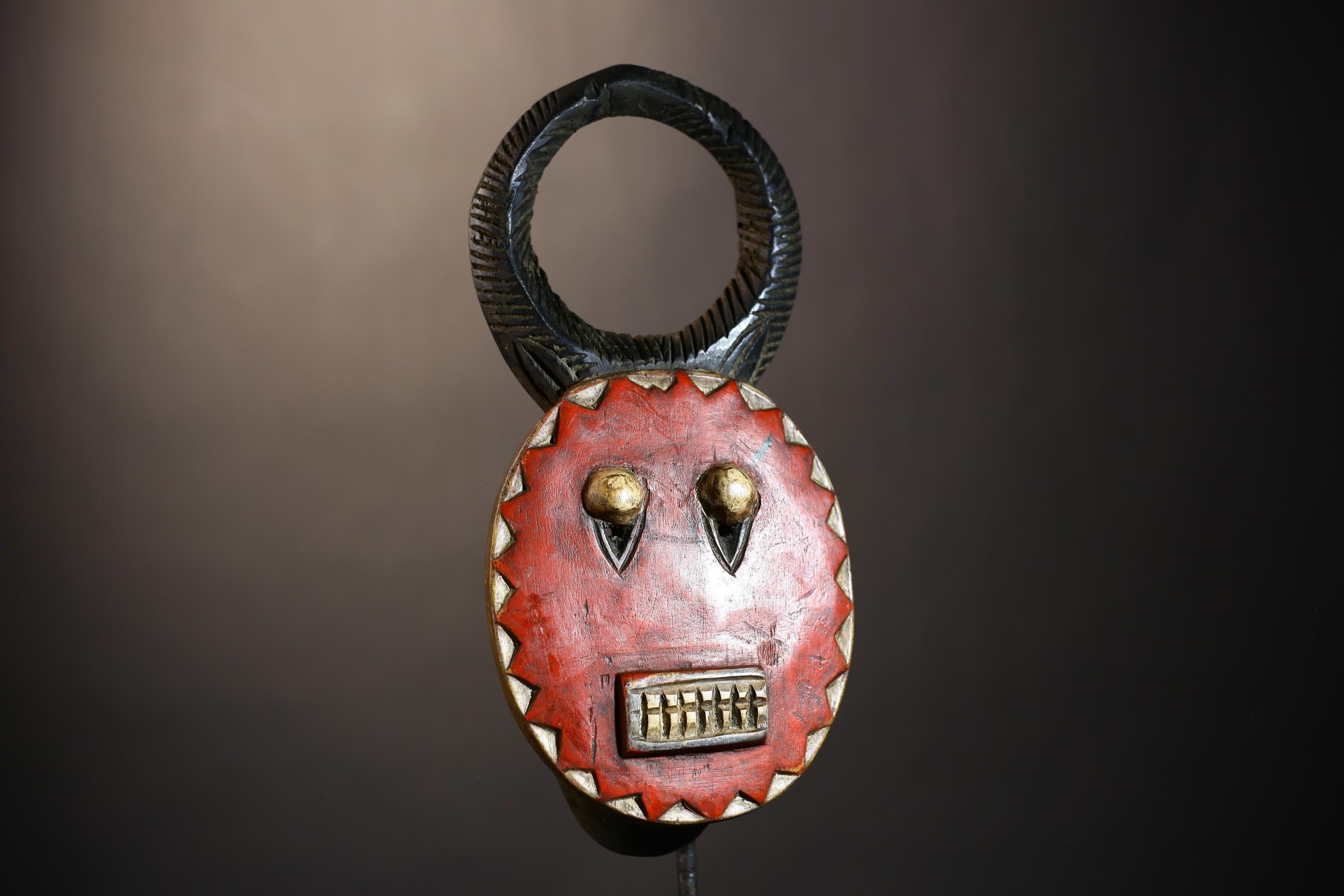 African Goli Red Mask | Handcrafted Wooden Tribal Art | Unique Wall Decor Accent | Ethnic Home Decoration | Authentic Artisan Craft-G4829