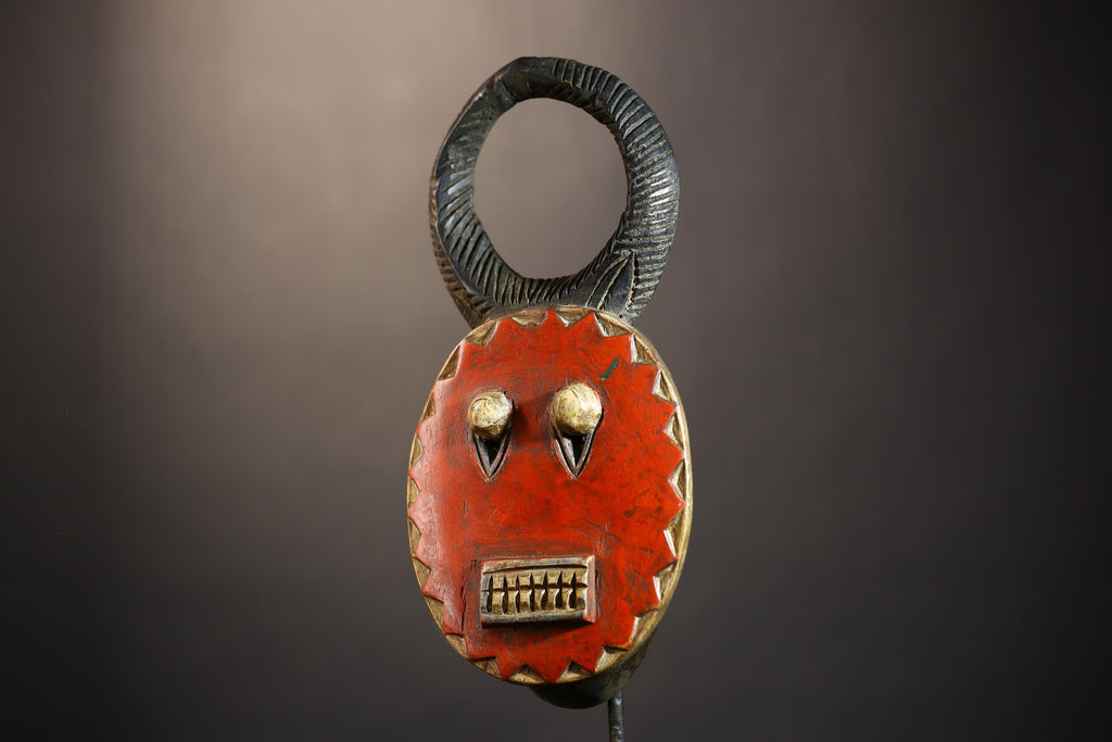 African Goli Red Mask | Handcrafted Wooden Tribal Art | Unique Wall Decor Accent | Ethnic Home Decoration | Authentic Artisan Craft-G4829