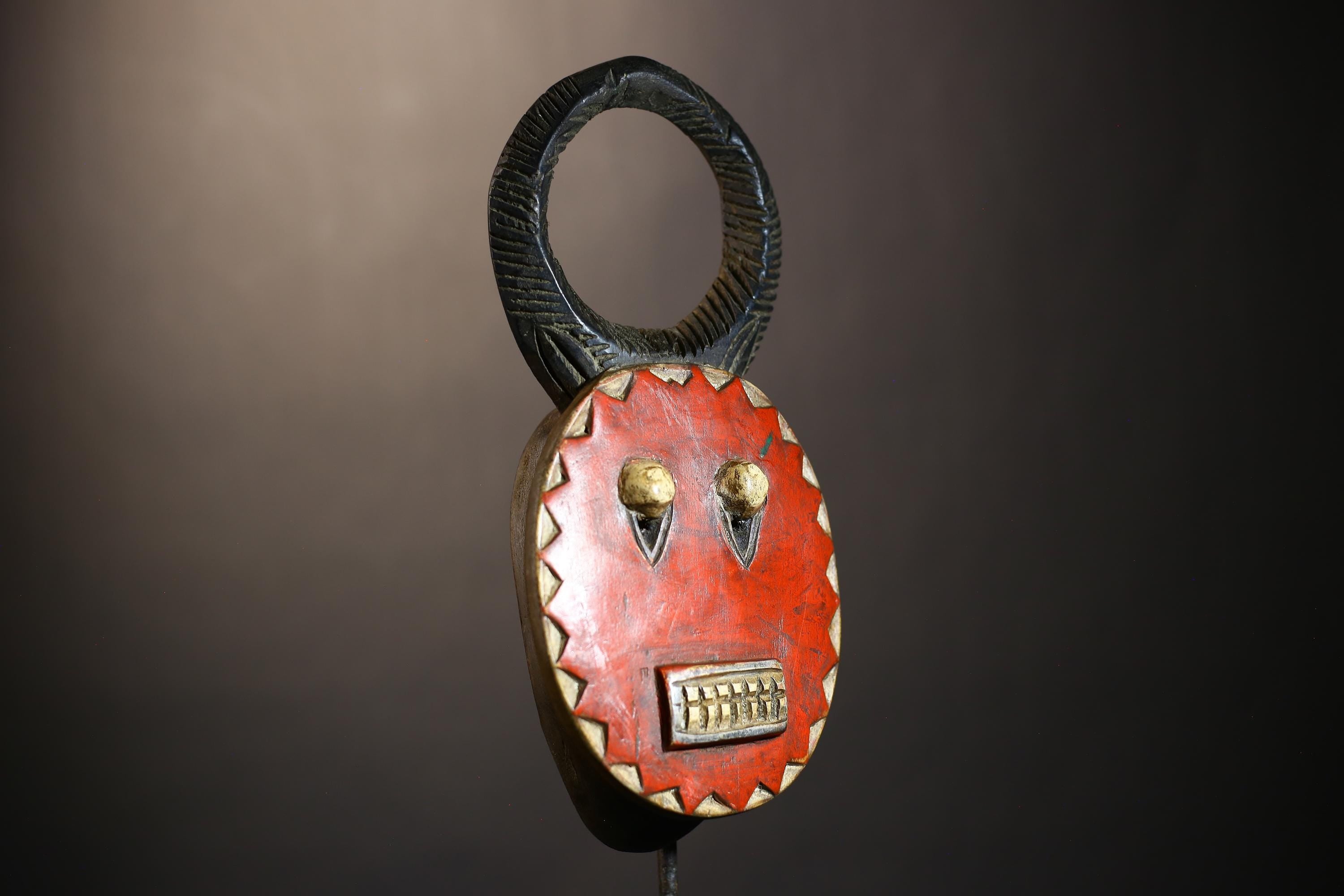 African Goli Red Mask | Handcrafted Wooden Tribal Art | Unique Wall Decor Accent | Ethnic Home Decoration | Authentic Artisan Craft-G4829
