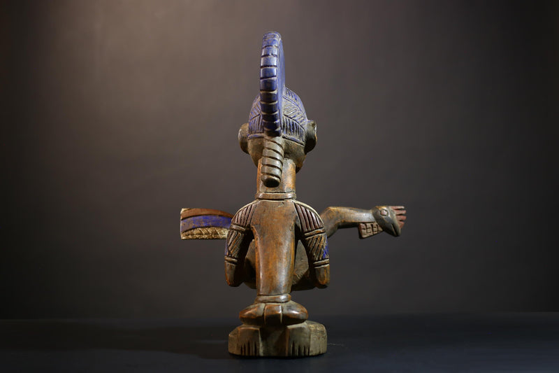 African Vintage Antique Traditional Art Figure Kneeling Lady with Child | Unique African Decor | Hand-Carved Wood | Traditional Art -G4989