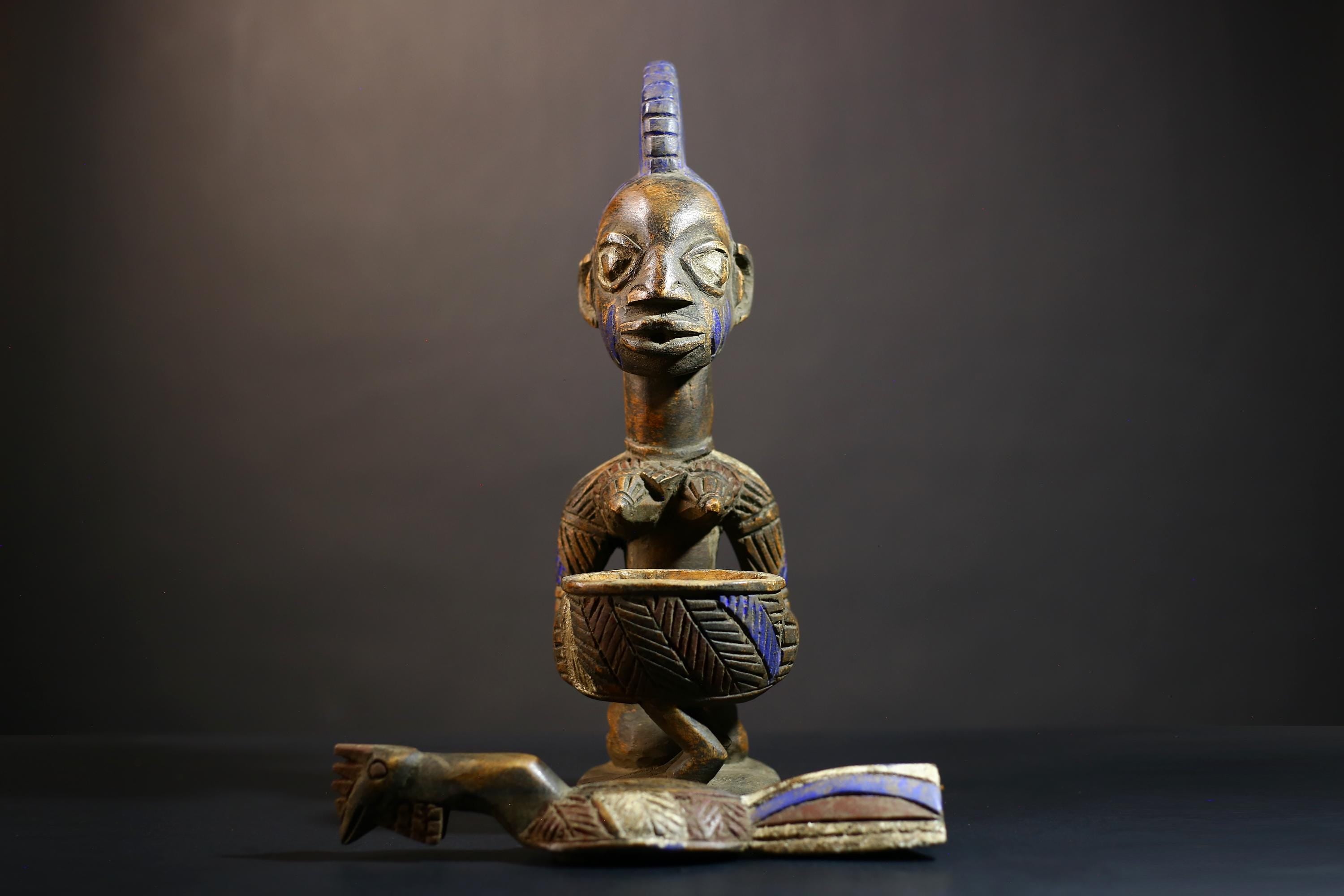 African Vintage Antique Carved Wood Art Figure | Traditional Kneeling Lady | Unique Home Decor | Cultural Heritage Sculpture-G4987