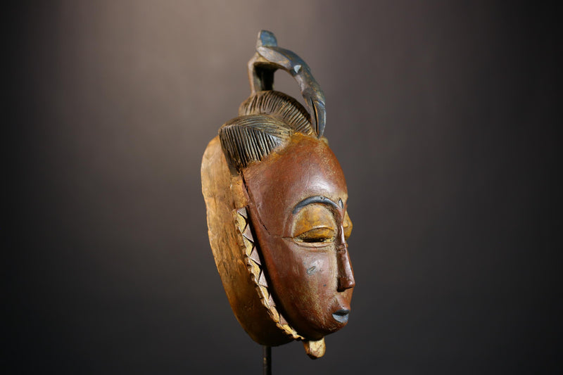 African Vintage Baule Mask | Handcrafted Tribal Art | Ethnic Wall Decor | Unique Artisan Piece | Cultural Home Accent | Tribal Mask-G4848