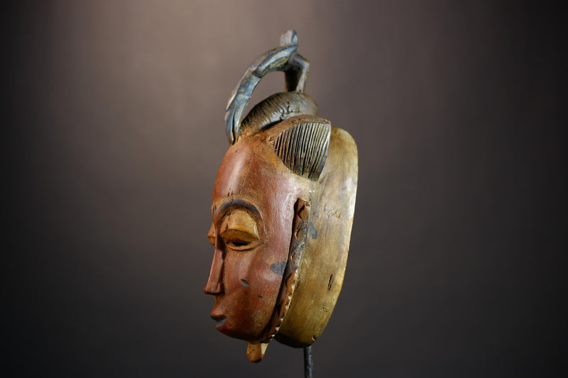 African Vintage Baule Mask | Handcrafted Tribal Art | Ethnic Wall Decor | Unique Artisan Piece | Cultural Home Accent | Tribal Mask-G4848