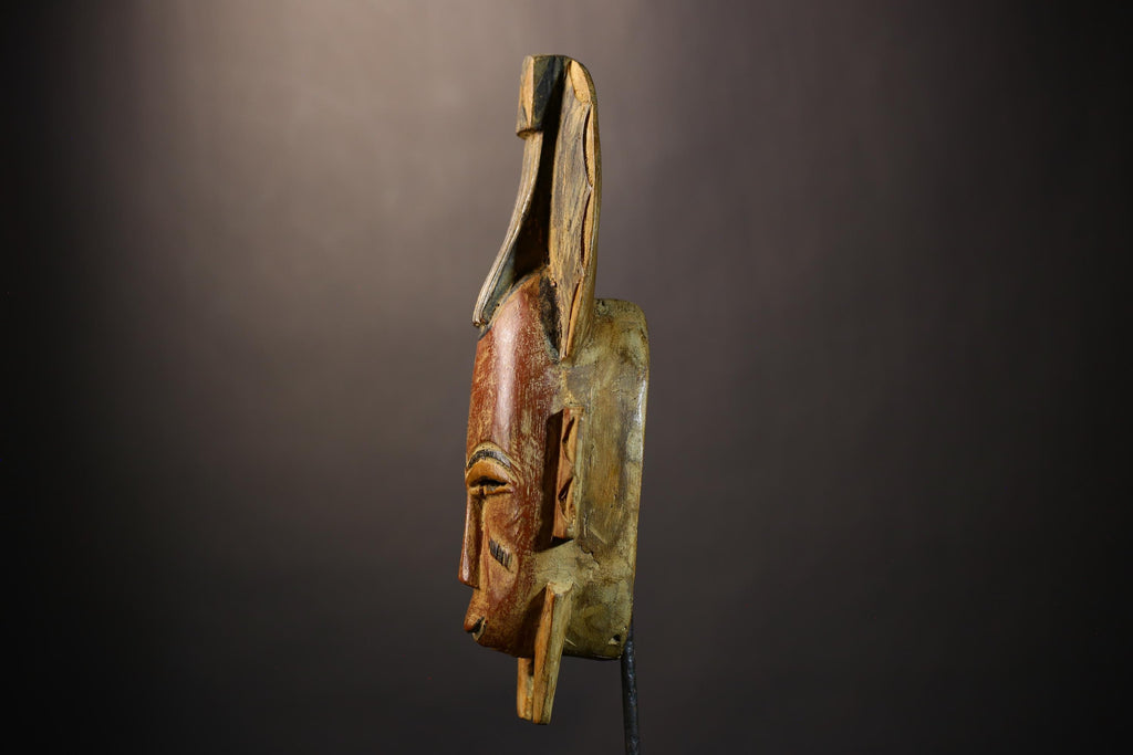 African Bete Guro Mask | Authentic Tribal Art | Handcrafted Wooden Face | Ethnic Wall Decor | Traditional African Artifact-G4840