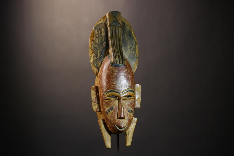 African Bete Guro Mask | Authentic Tribal Art | Handcrafted Wooden Face | Ethnic Wall Decor | Traditional African Artifact-G4840