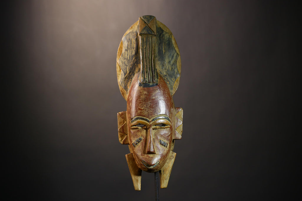 African Bete Guro Mask | Authentic Tribal Art | Handcrafted Wooden Face | Ethnic Wall Decor | Traditional African Artifact-G4840