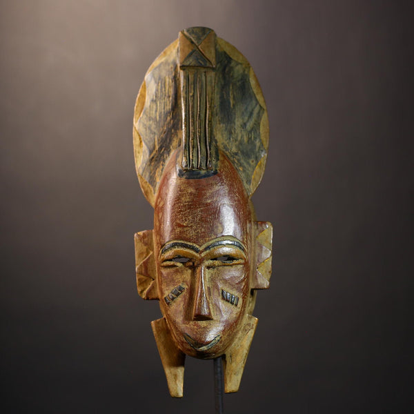 African Bete Guro Mask | Authentic Tribal Art | Handcrafted Wooden Face | Ethnic Wall Decor | Traditional African Artifact-G4840