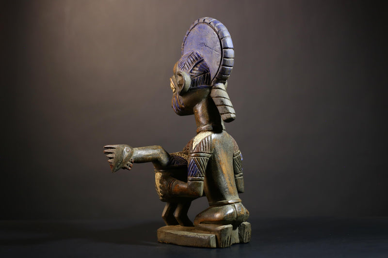 African Vintage Carved Wood Art | Antique Traditional Figure | Lady With Dish | Unique Home Decor | Cultural Art Collection-G4993