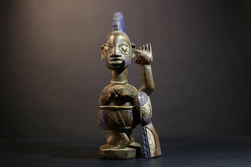 African Vintage Carved Wood Art | Antique Traditional Figure | Lady With Dish | Unique Home Decor | Cultural Art Collection-G4993