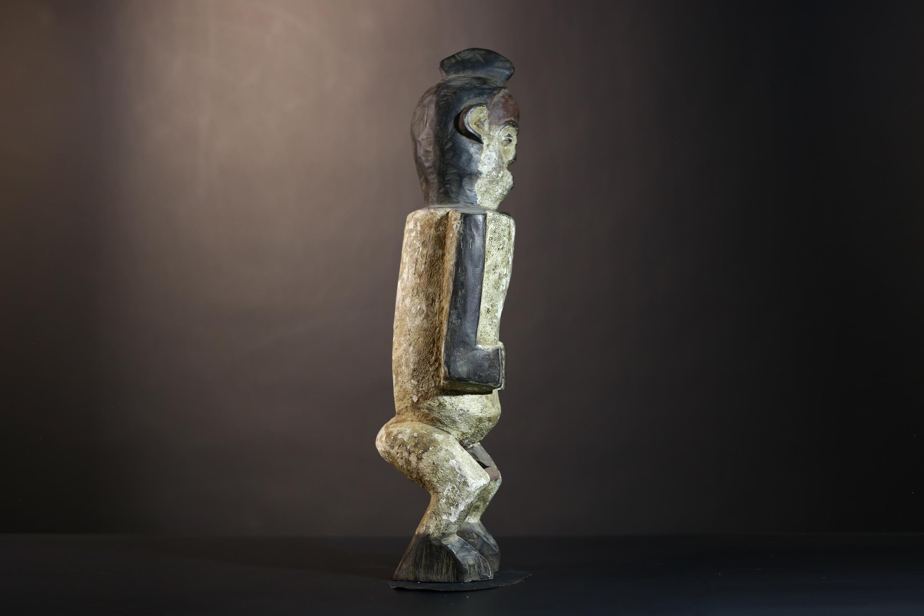 African Handcrafted Mbete Wood Sculpture Art | Unique Cultural Home Decor Piece | Ethnic Wall Accent for Any Room-G4856