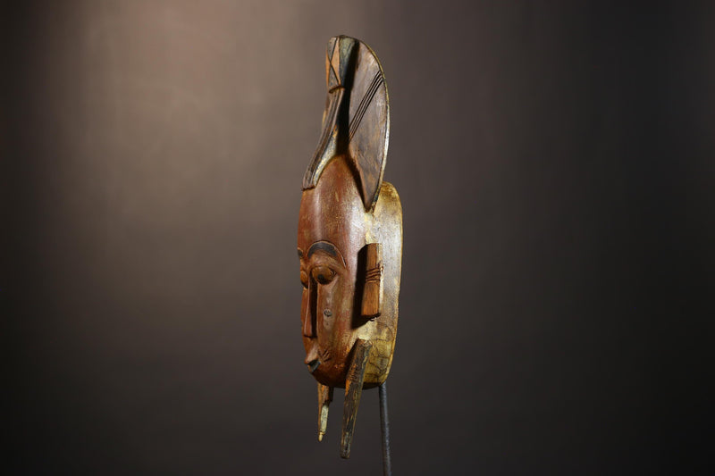 African Vintage Baule Mask | Hand-Carved Wood Decor | Tribal Wall Art | Unique Home Accent | Boho Chic Style -G4861