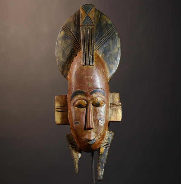 African Vintage Baule Mask | Hand-Carved Wood Decor | Tribal Wall Art | Unique Home Accent | Boho Chic Style -G4861