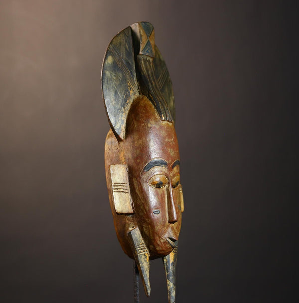 African Vintage Baule Mask | Hand-Carved Wood Decor | Tribal Wall Art | Unique Home Accent | Boho Chic Style -G4861