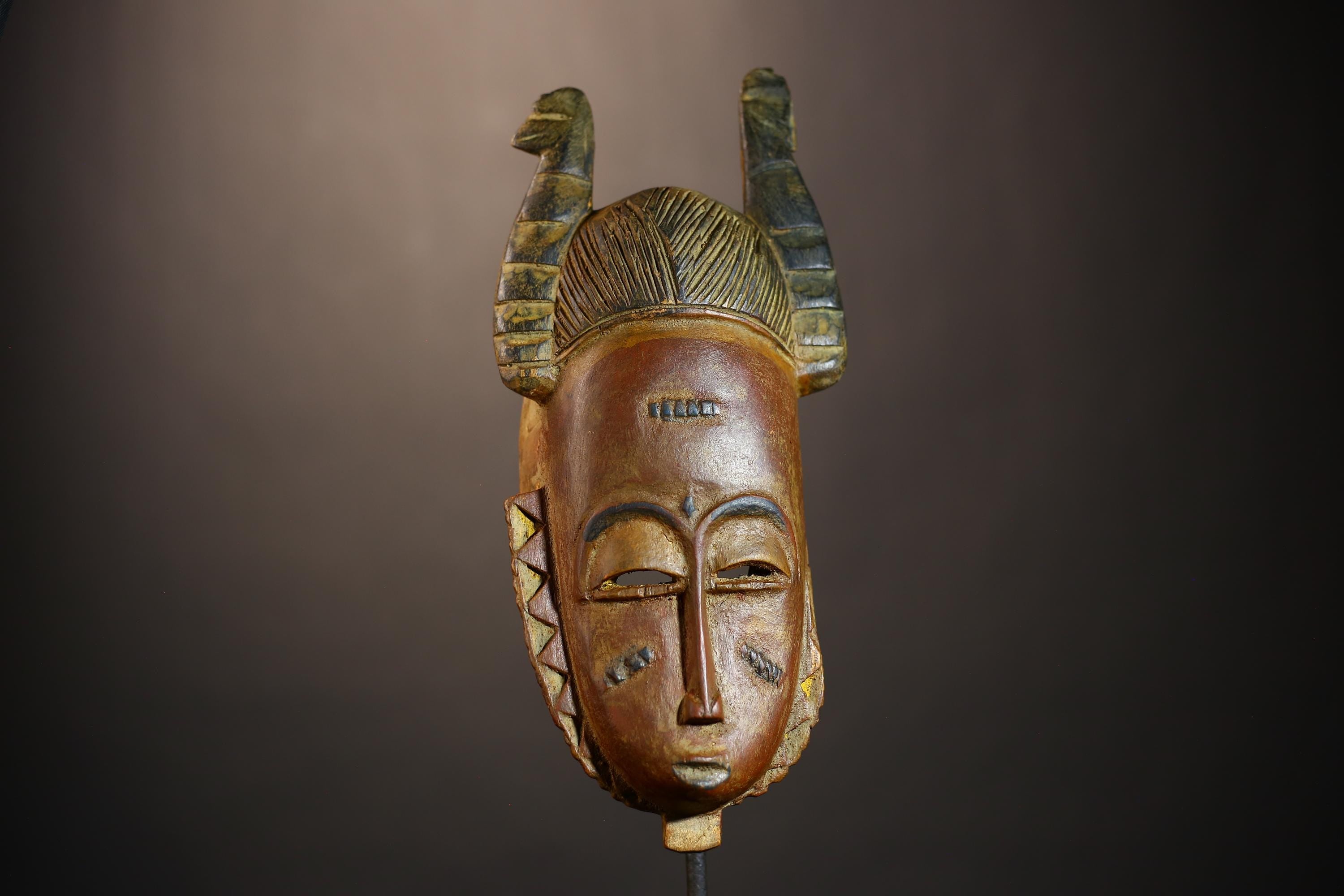 African Vintage Mask | Baule Tribe Art | Hand-Carved Wooden | Tribal Wall Mask | Home Decor Accent | Ethnic Art Piece Decoration  -G4859