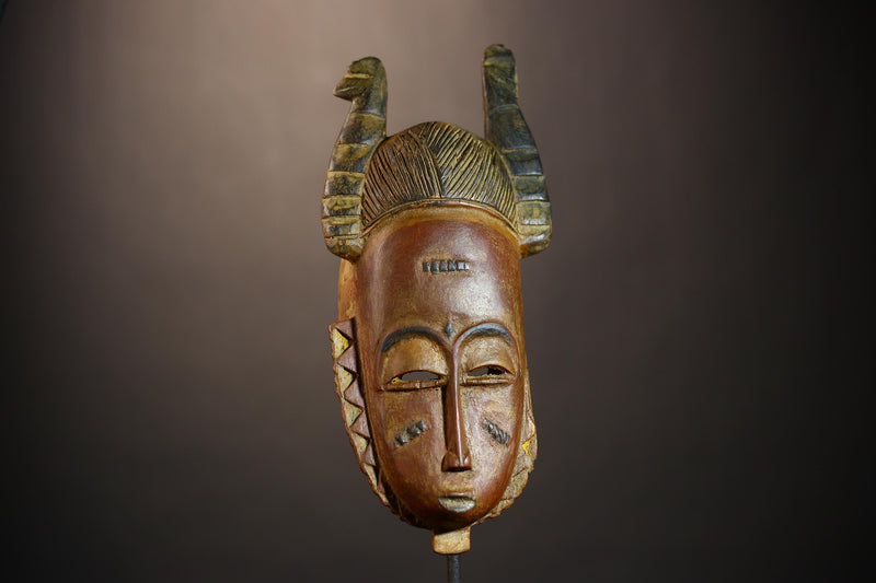African Vintage Mask | Baule Tribe Art | Hand-Carved Wooden | Tribal Wall Mask | Home Decor Accent | Ethnic Art Piece Decoration  -G4859