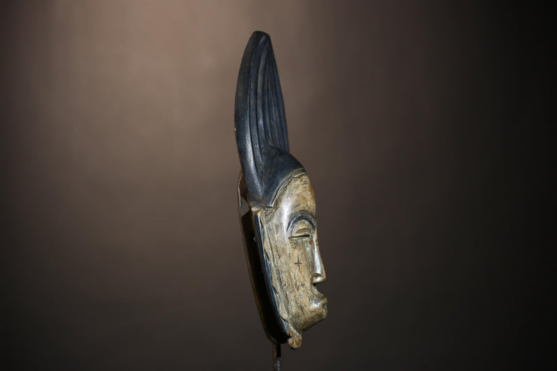 African Vintage Baule Mask Hand-Carved Wooden Wall Art Tribal Decor-G4858