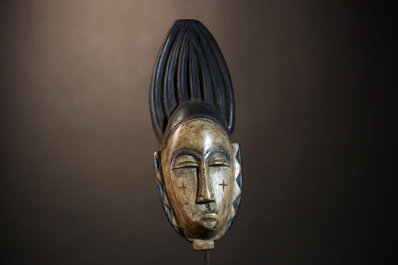 African Vintage Baule Mask Hand-Carved Wooden Wall Art Tribal Decor-G4858