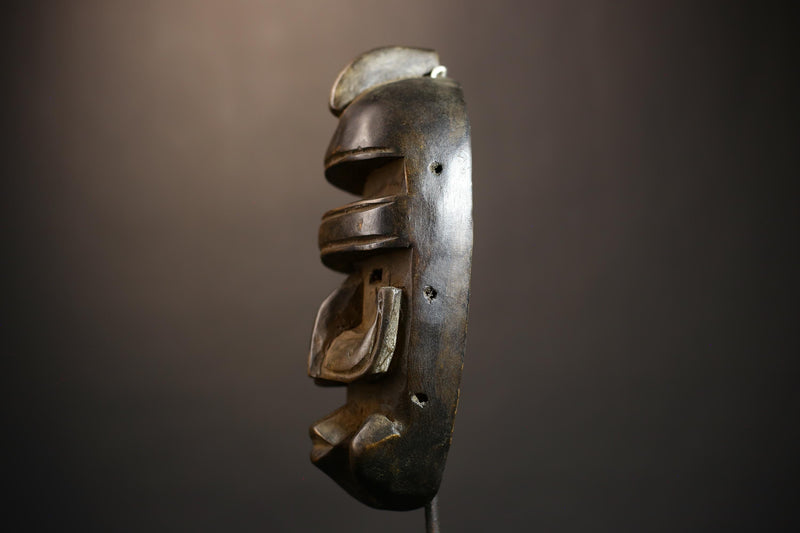 African Vintage Dan Mask | Hand-Carved Wooden Face | Tribal Wall Art Decor | Unique Ethnic Mask | Cultural Home Decoration Piece-G4863