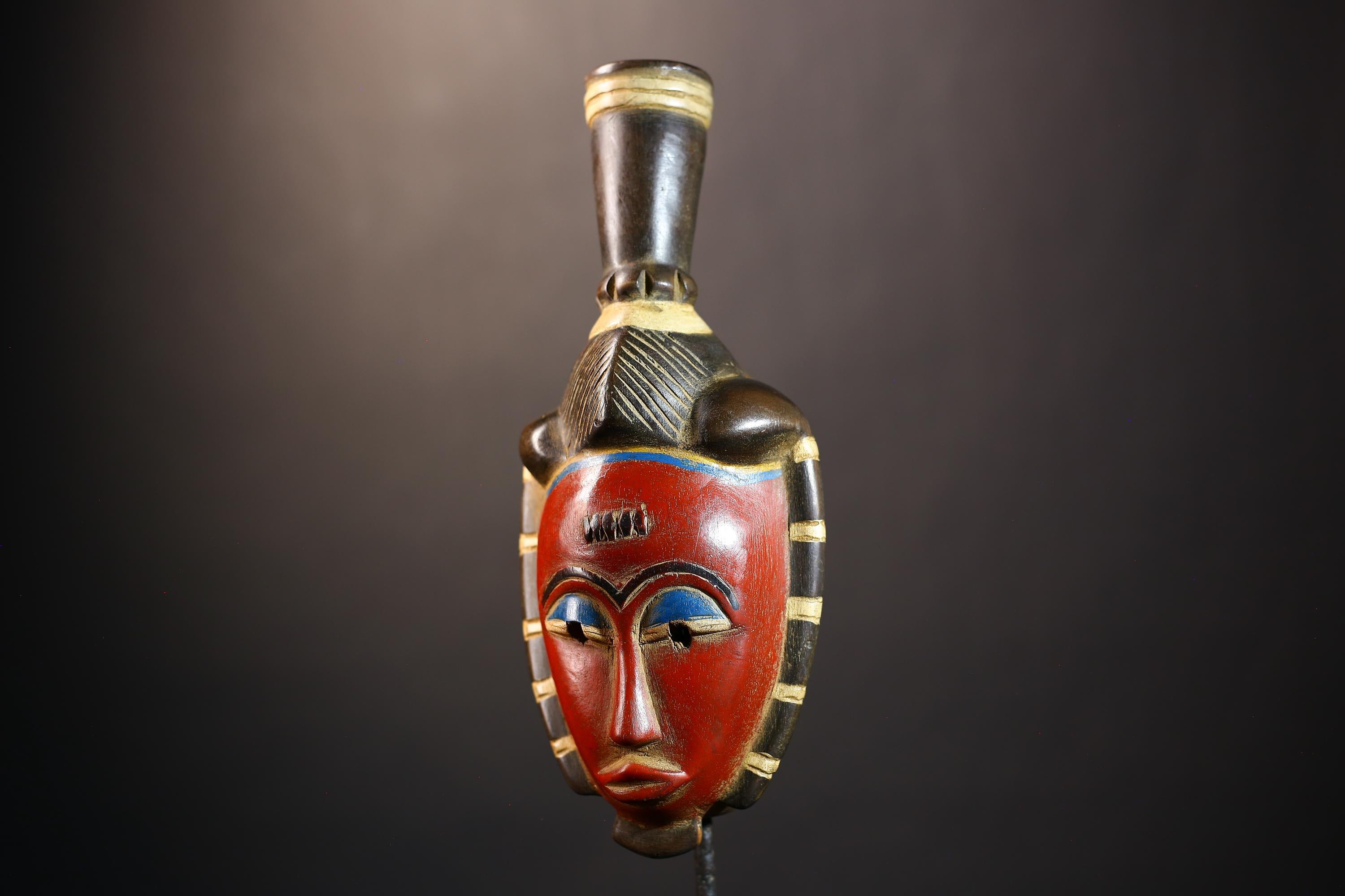 African Vintage Guro Mask | Antique Traditional Wood Art | Unique Figure Decor | Ethnic Cultural Home Accent-G5000
