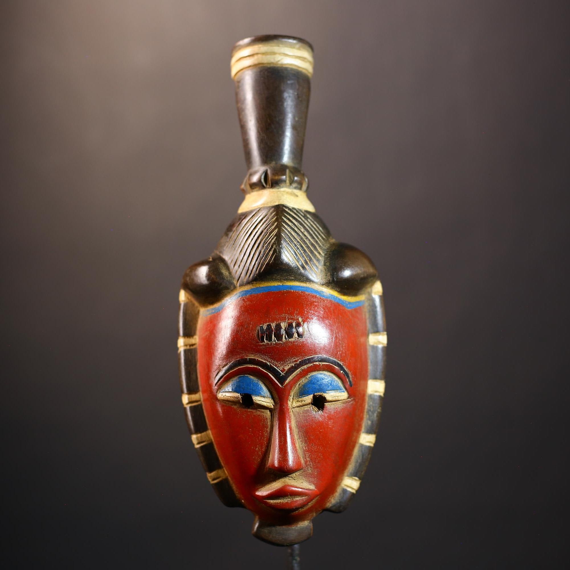 African Vintage Guro Mask | Antique Traditional Wood Art | Unique Figure Decor | Ethnic Cultural Home Accent-G5000