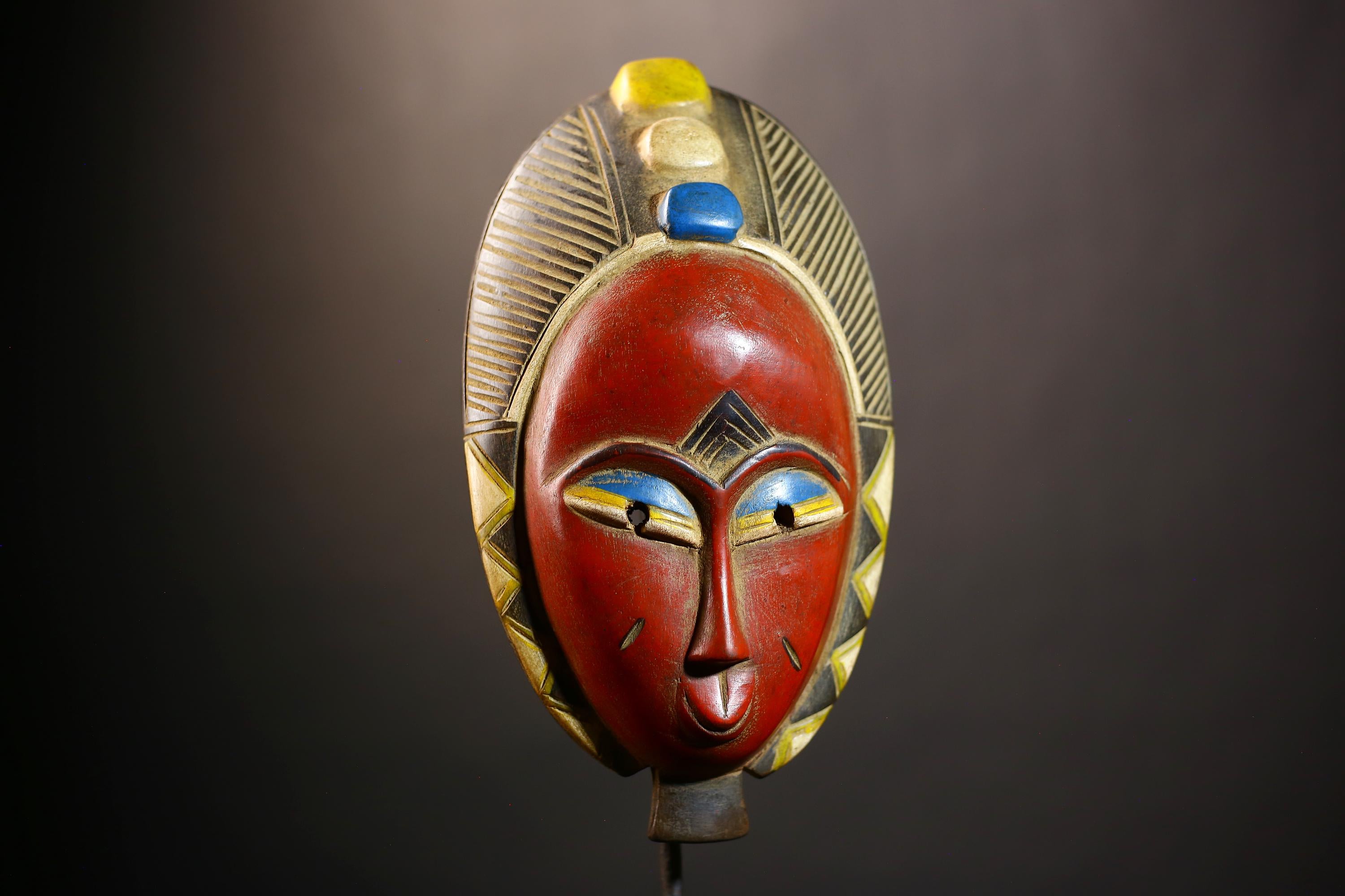 African Vintage Mask | Traditional Antique Art | Guro Figure | Unique Wall Decor | Ethnic Home Accent-G4998