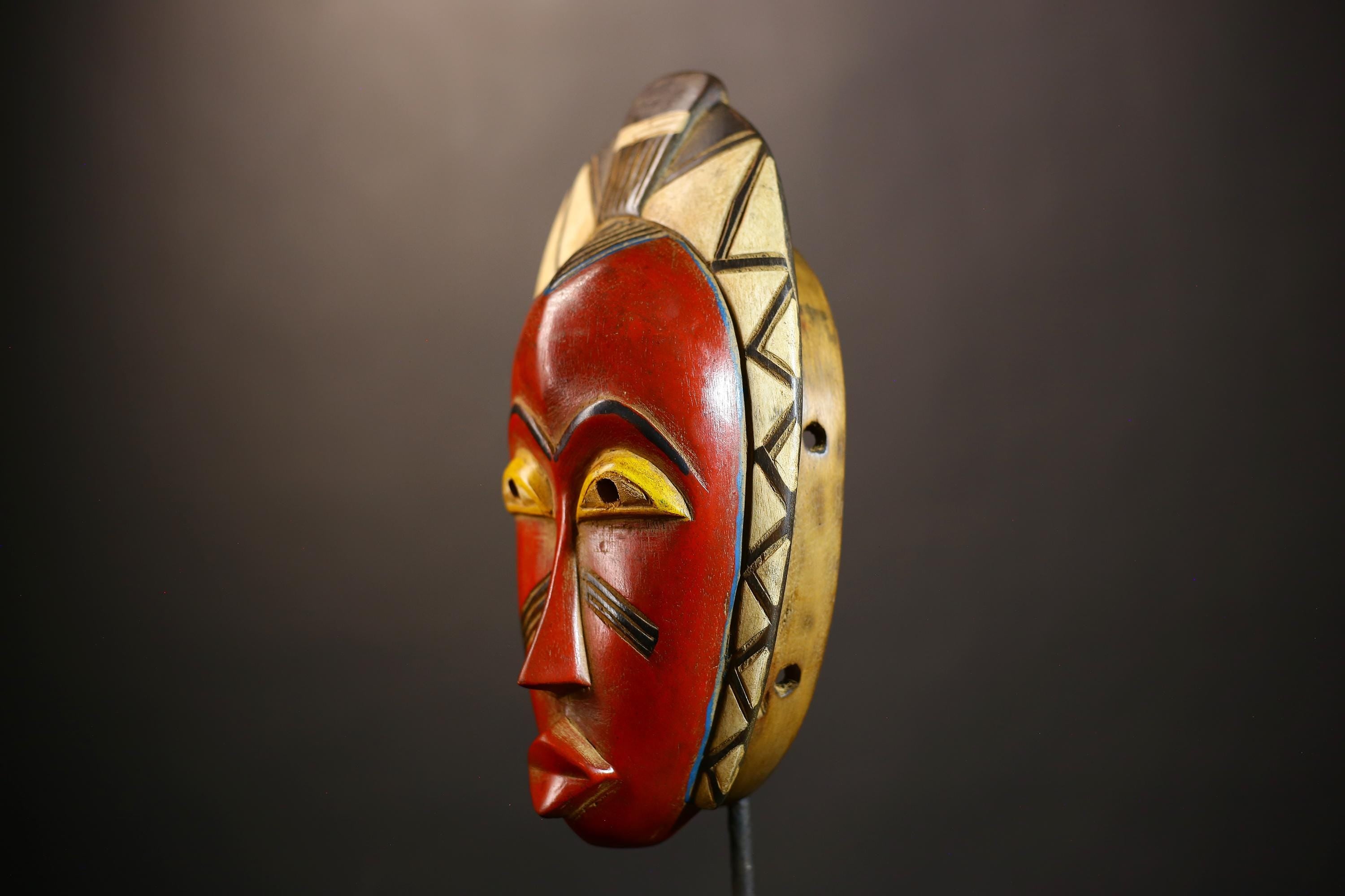 African Vintage Guro Mask | Antique Handcrafted Art | Traditional Figure Decor | Unique Cultural Wall Accent-G4997