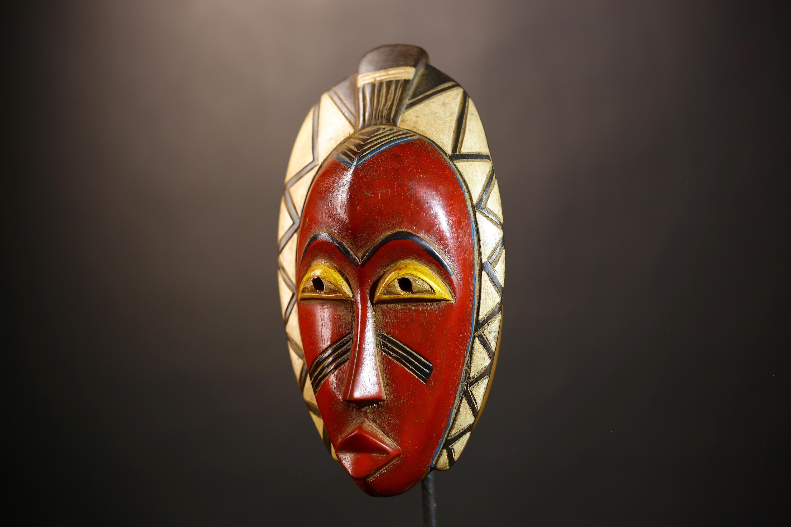 African Vintage Guro Mask | Antique Handcrafted Art | Traditional Figure Decor | Unique Cultural Wall Accent-G4997