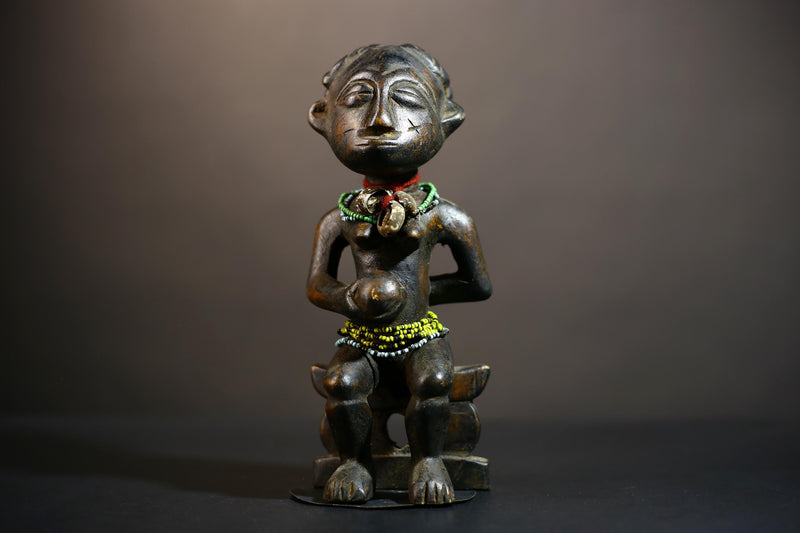 African Hemba Ancestor Figure | Authentic Congo Art | Tribal Singiti Sculpture | Handmade Ethnic Decor | Collectible African Heritage -G4877