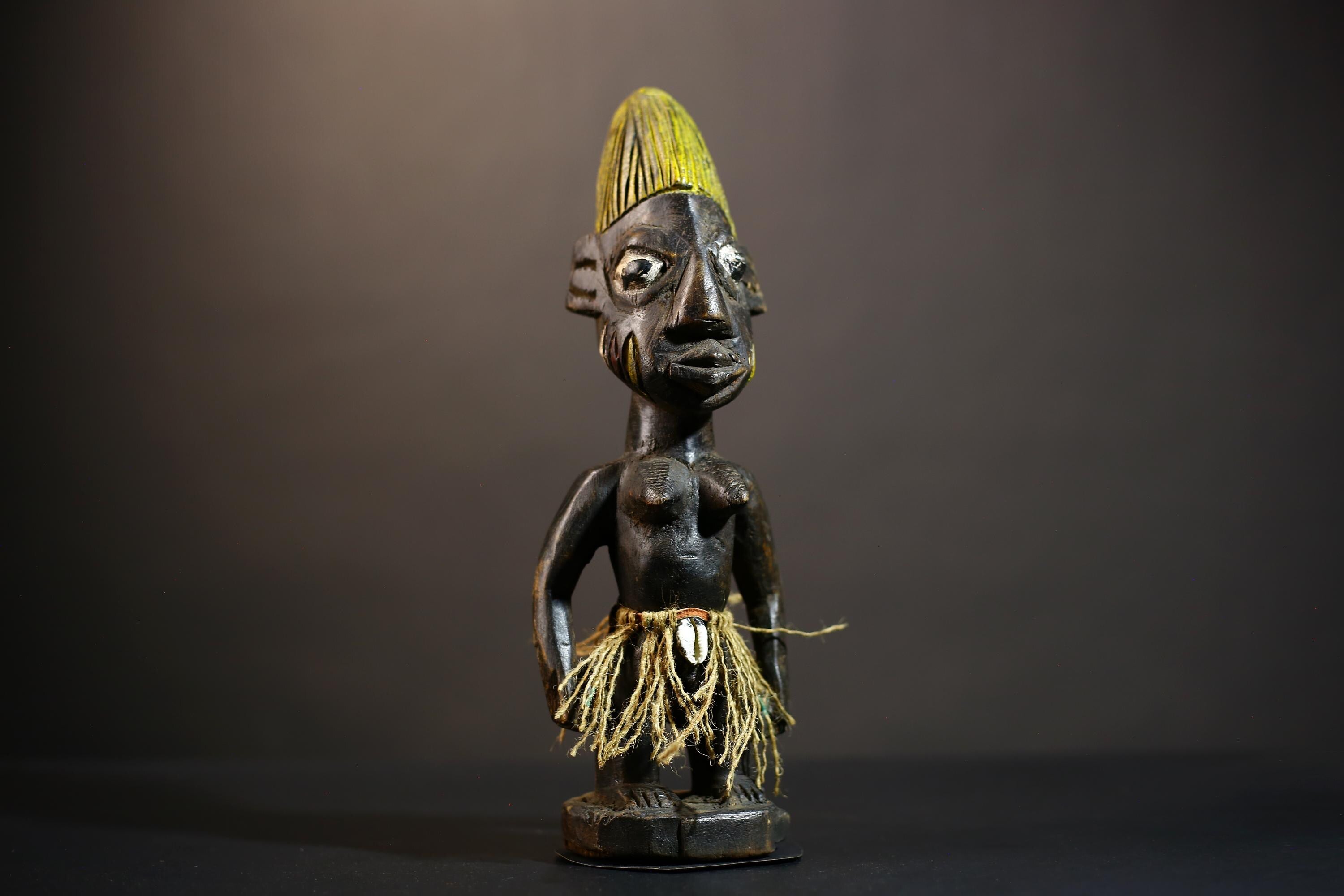 African Yoruba Male Ibeji Figure | Unique Saki Style Art | Oyo Twin Collectible | Handcrafted Cultural Sculpture | Traditional Yoruba -G4875