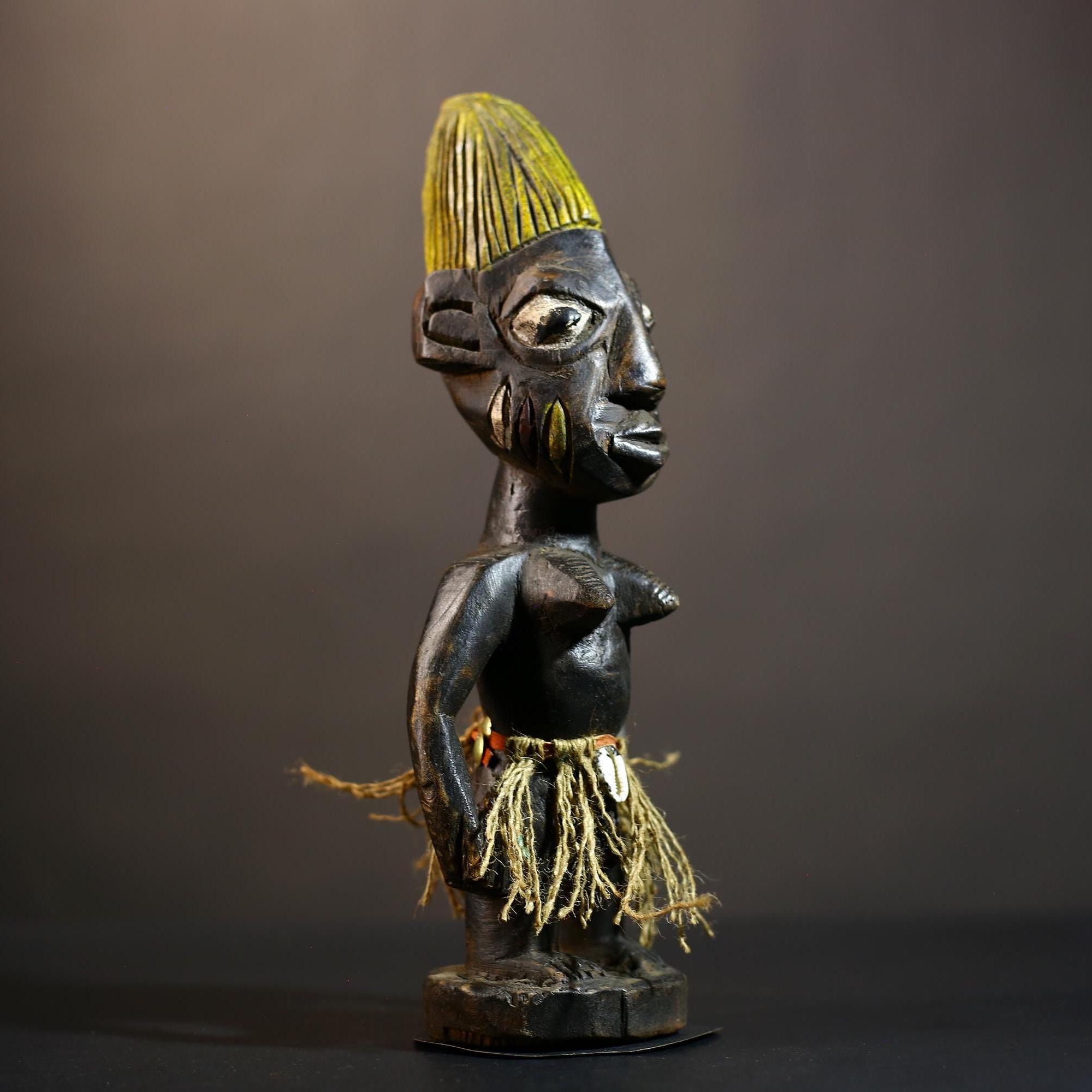 African Yoruba Male Ibeji Figure | Unique Saki Style Art | Oyo Twin Collectible | Handcrafted Cultural Sculpture | Traditional Yoruba -G4875