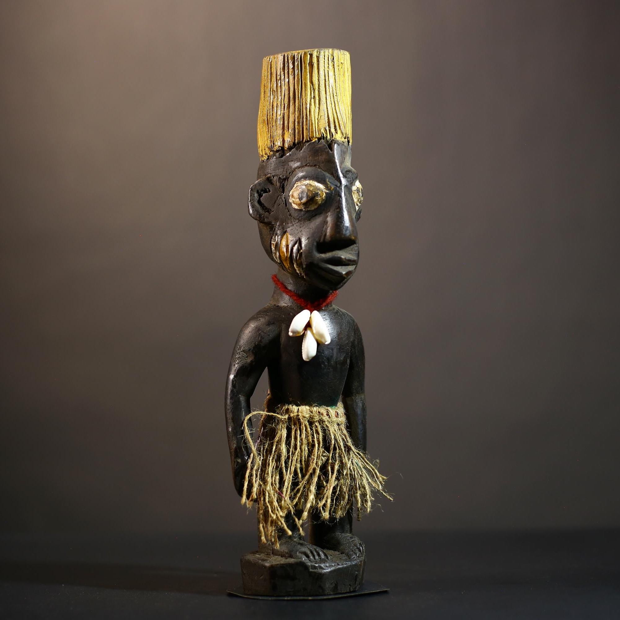 African Yoruba Male Ibeji Twin Figure | Saki Style Oyo Art | Unique Collectible Sculpture | Handmade Nigerian Decor | Yoruba Twins -G4874