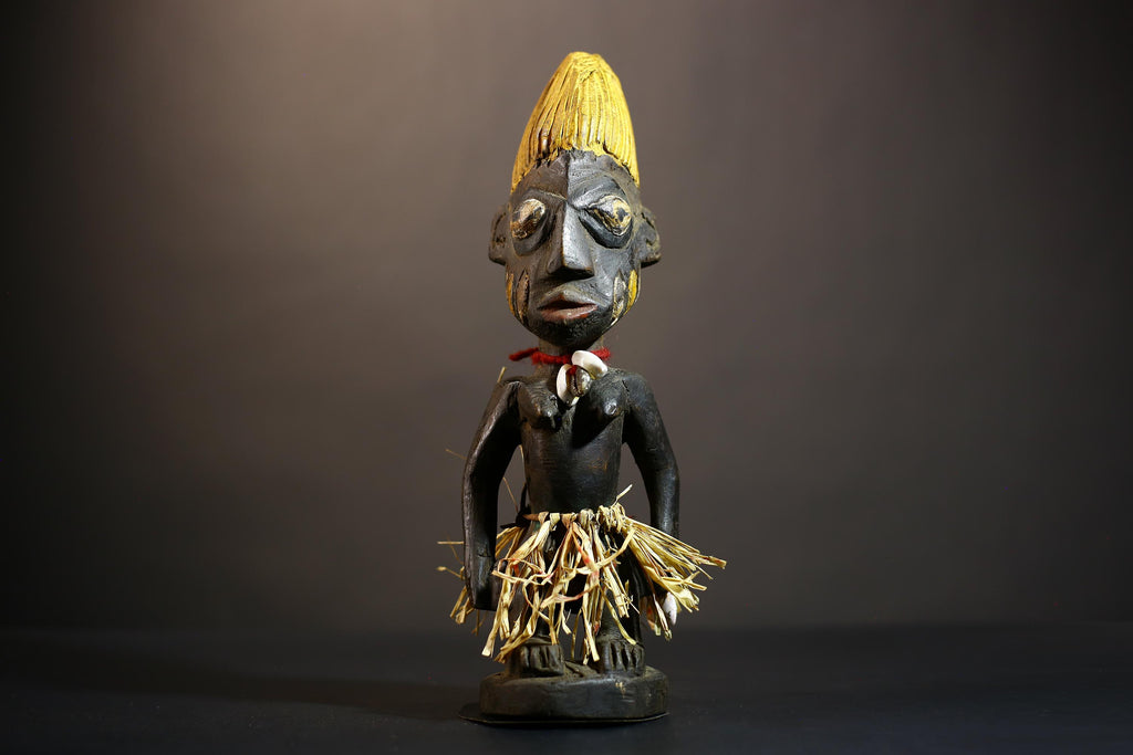 African Yoruba Male Ibeji Twin Figure | Saki Style Oyo Art | Unique Collectible Sculpture | Handmade Nigerian Cultural | Yoruba Twins-G4873