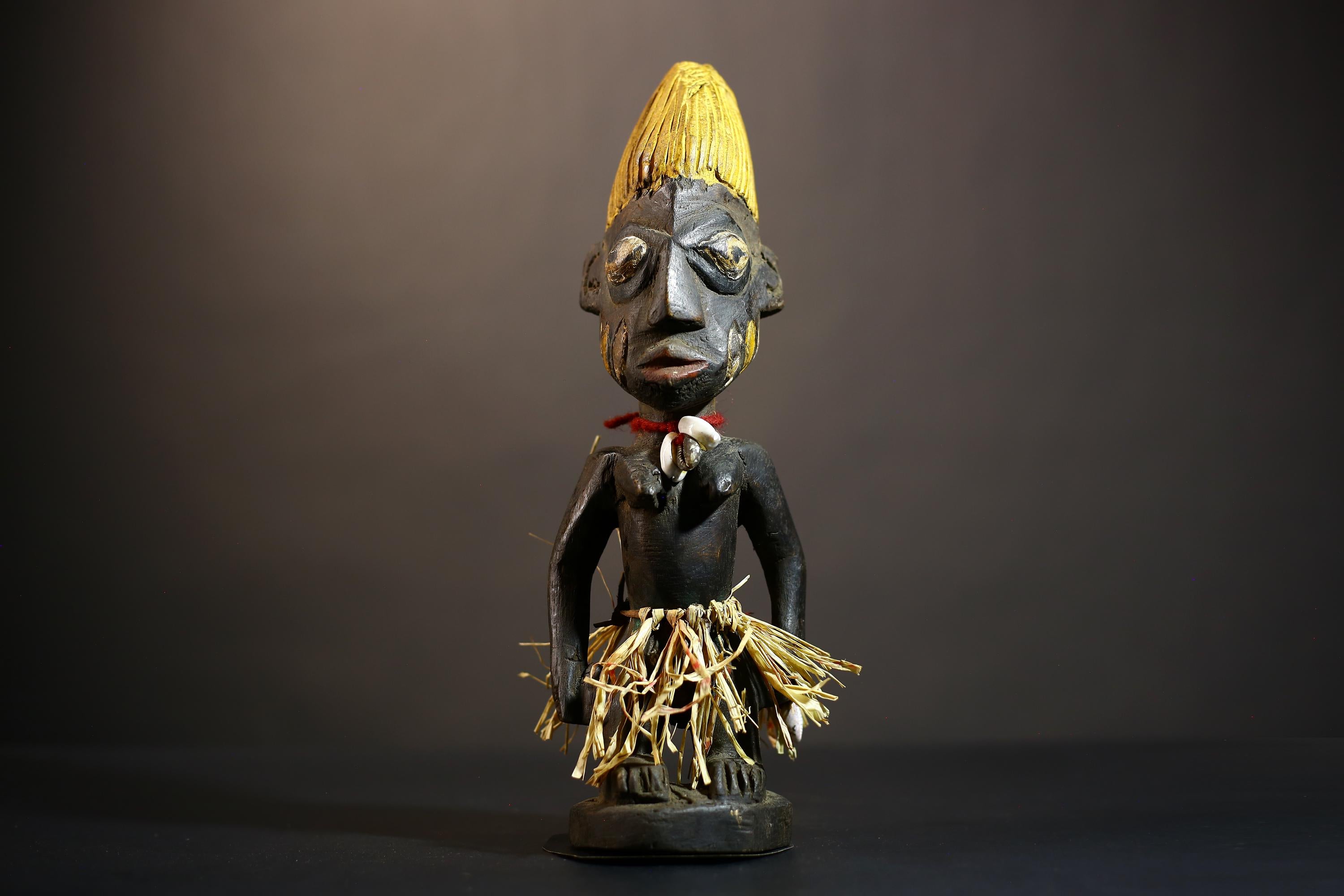 African Yoruba Male Ibeji Twin Figure | Saki Style Oyo Art | Unique Collectible Sculpture | Handmade Nigerian Cultural | Yoruba Twins-G4873
