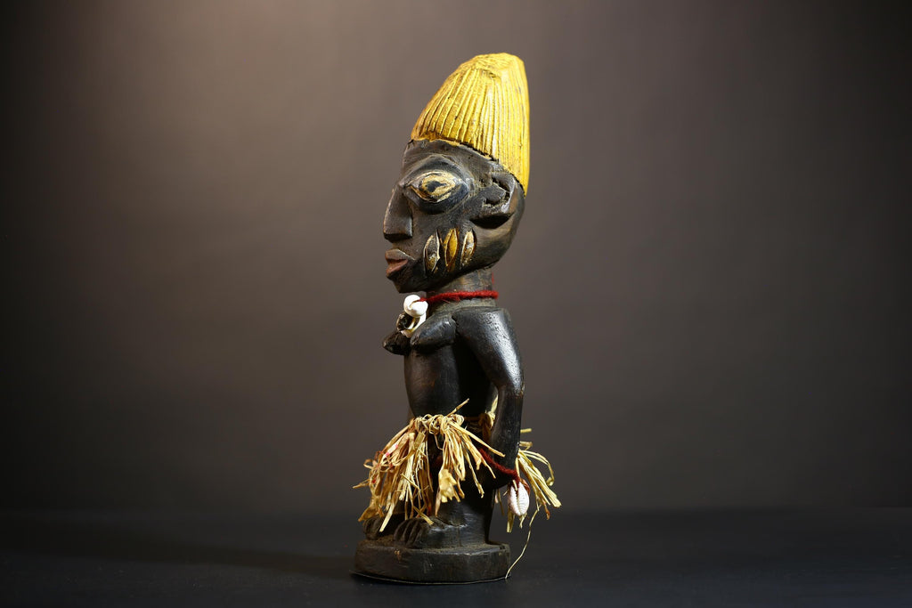 African Yoruba Male Ibeji Twin Figure | Saki Style Oyo Art | Unique Collectible Sculpture | Handmade Nigerian Cultural | Yoruba Twins-G4873