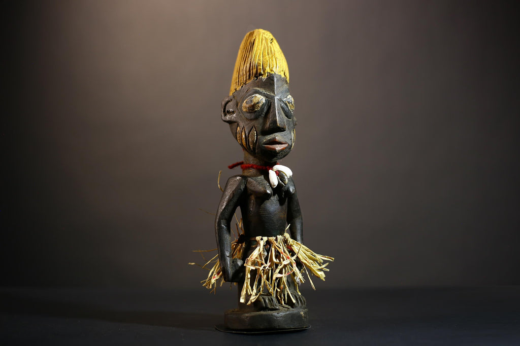African Yoruba Male Ibeji Twin Figure | Saki Style Oyo Art | Unique Collectible Sculpture | Handmade Nigerian Cultural | Yoruba Twins-G4873