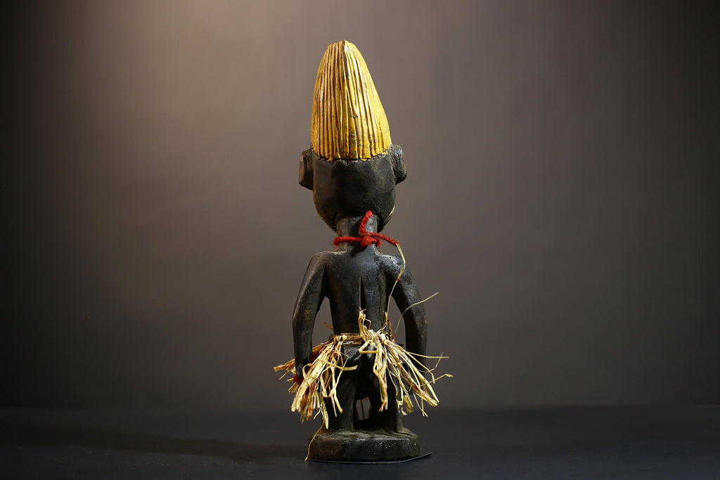 African Yoruba Male Ibeji Twin Figure | Saki Style Oyo Art | Unique Collectible Sculpture | Handmade Nigerian Cultural | Yoruba Twins-G4873