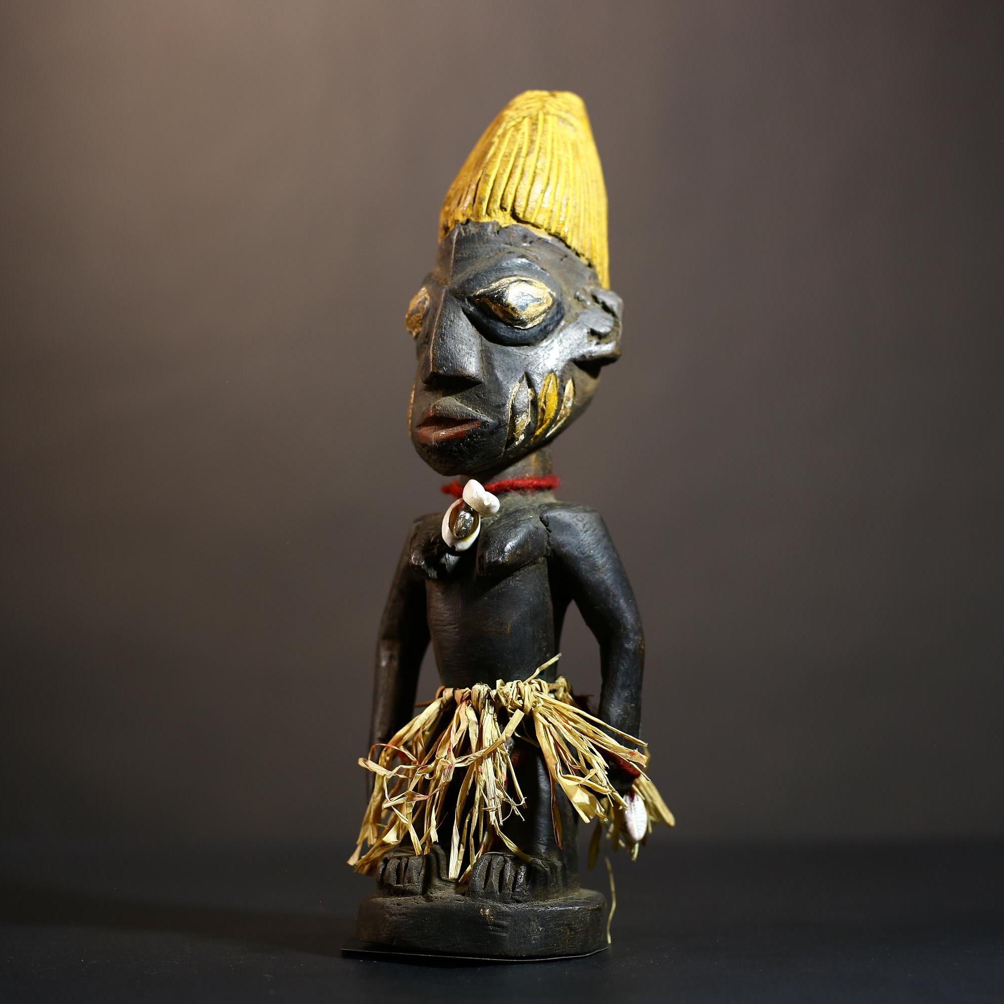 African Yoruba Male Ibeji Twin Figure | Saki Style Oyo Art | Unique Collectible Sculpture | Handmade Nigerian Cultural | Yoruba Twins-G4873