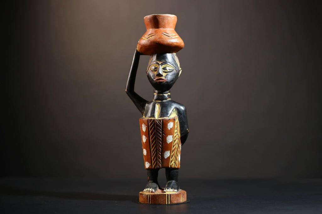 African Cote d'Ivoire Colonial Figure | Unique Handmade Tribal Art Piece | Authentic Cultural Sculpture | Ethnic Figurine Decor-G4872