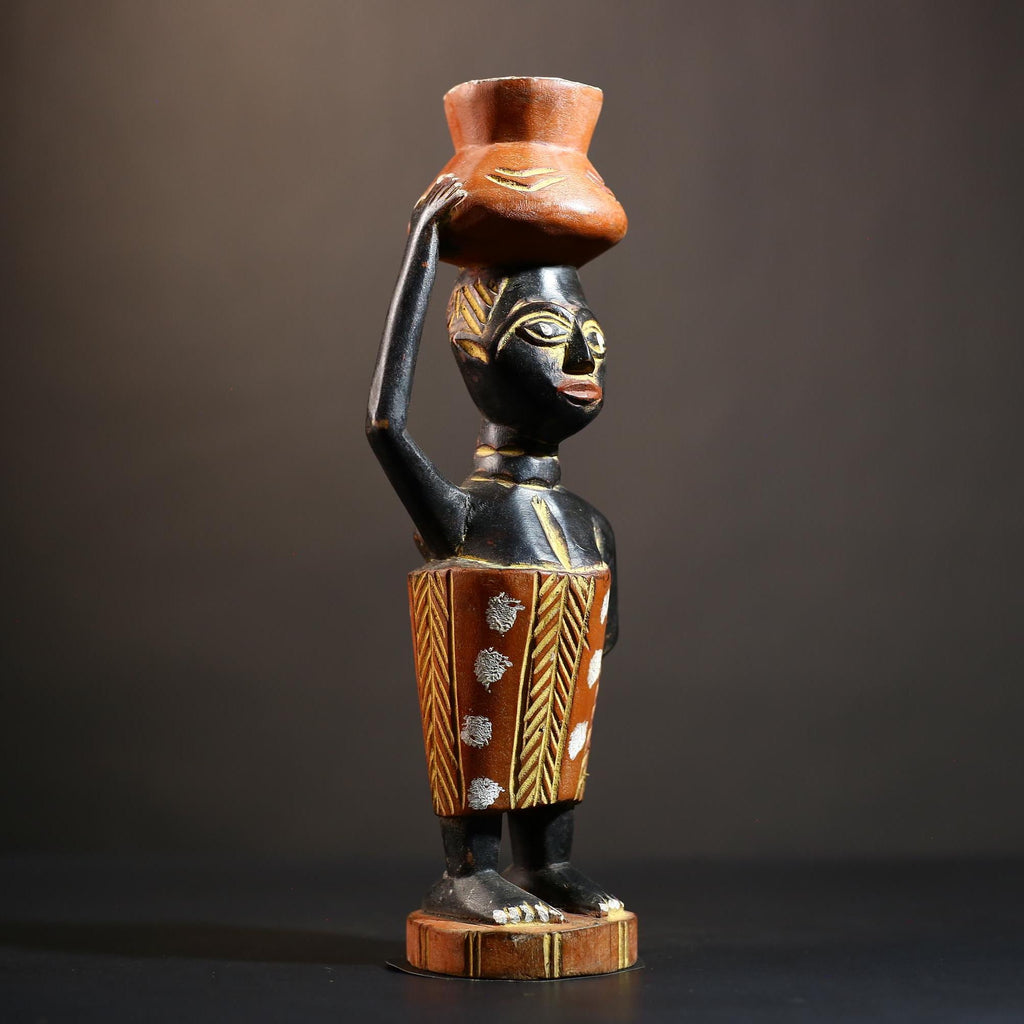 African Cote d'Ivoire Colonial Figure | Unique Handmade Tribal Art Piece | Authentic Cultural Sculpture | Ethnic Figurine Decor-G4872