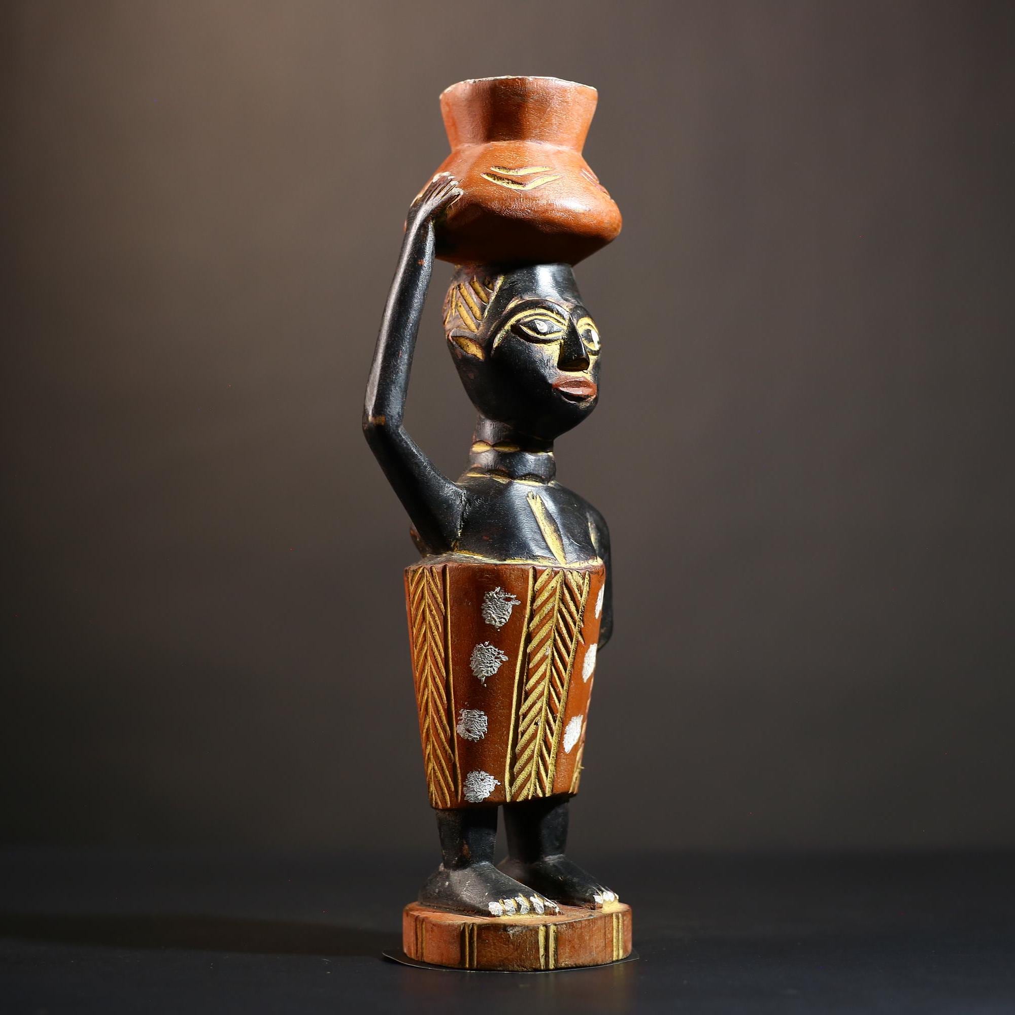 African Cote d'Ivoire Colonial Figure | Unique Handmade Tribal Art Piece | Authentic Cultural Sculpture | Ethnic Figurine Decor-G4872