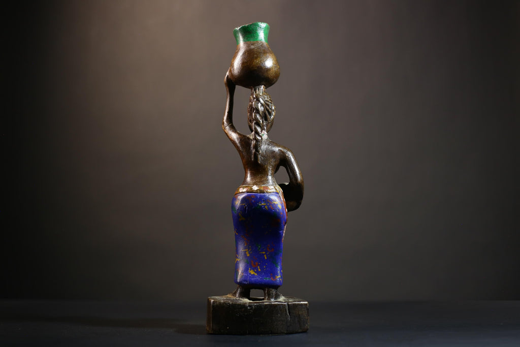 African Cote d'Ivoire Colonial Figure | Tribal Art Handcrafted Collectible |Cultural Sculpture | Authentic Ethnic Decor | Figurine Art-G4871