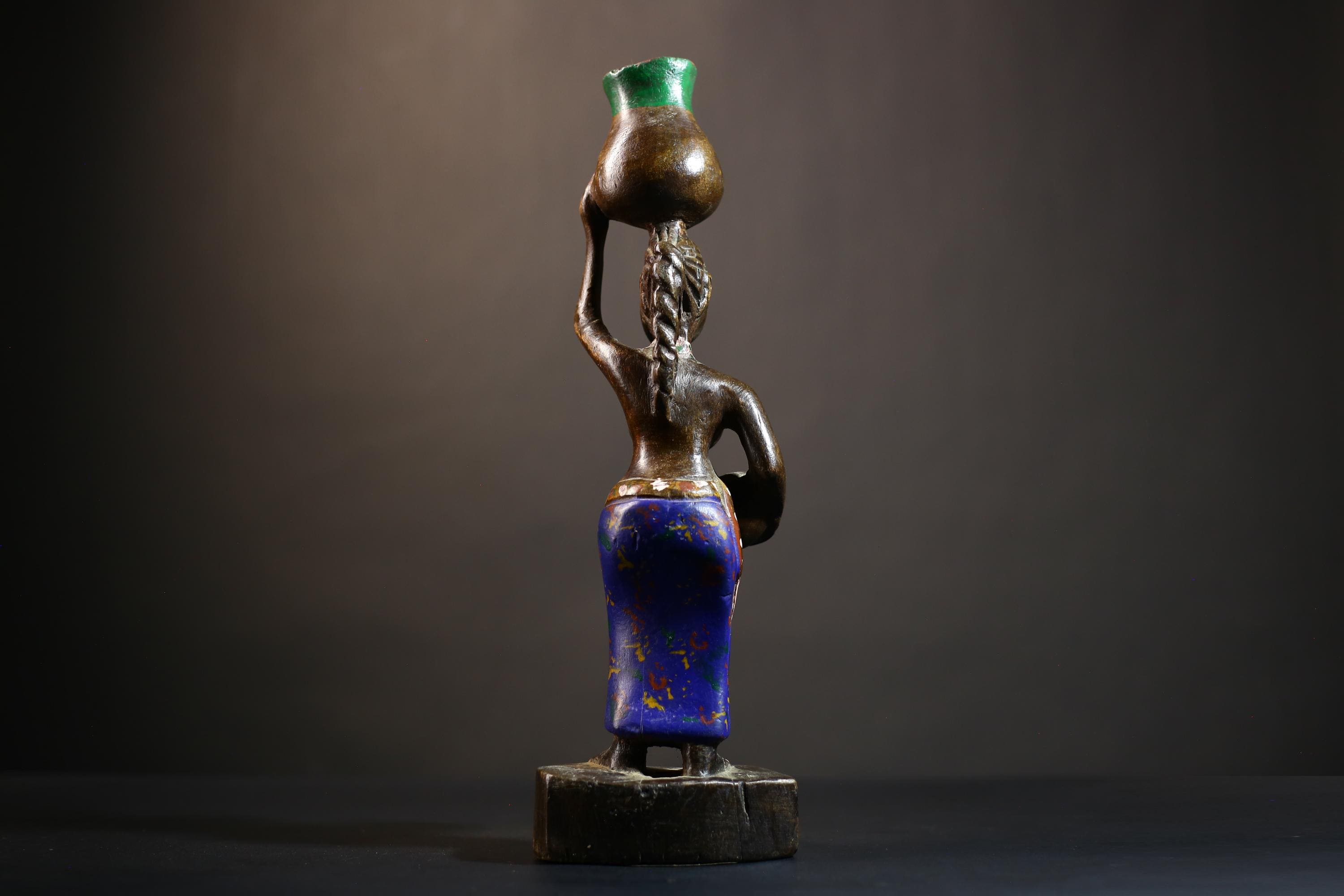 African Cote d'Ivoire Colonial Figure | Tribal Art Handcrafted Collectible |Cultural Sculpture | Authentic Ethnic Decor | Figurine Art-G4871
