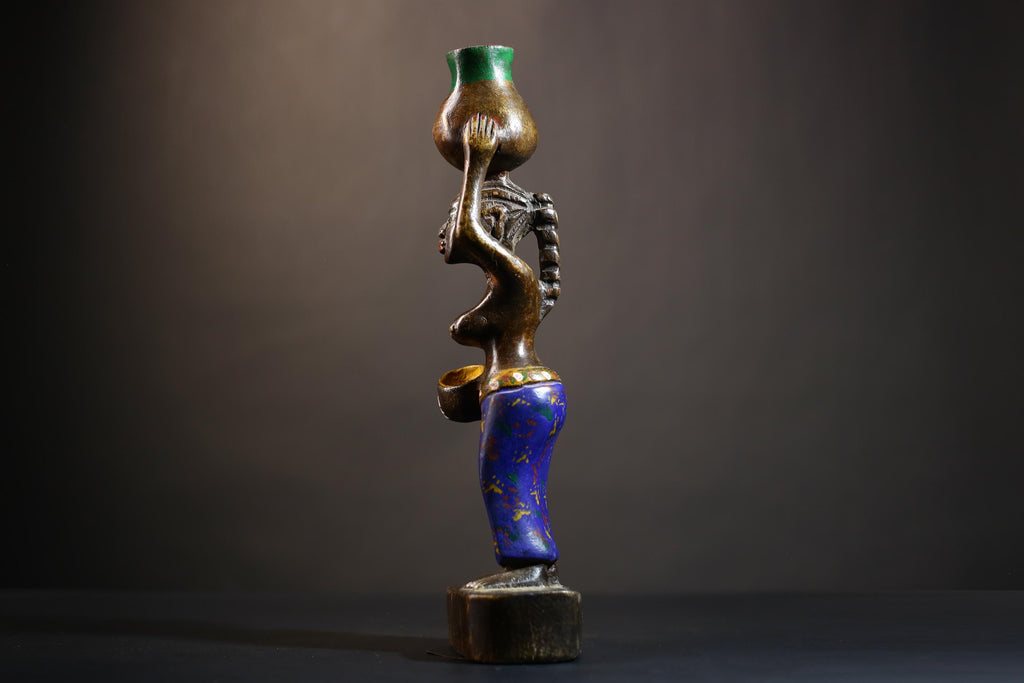 African Cote d'Ivoire Colonial Figure | Tribal Art Handcrafted Collectible |Cultural Sculpture | Authentic Ethnic Decor | Figurine Art-G4871