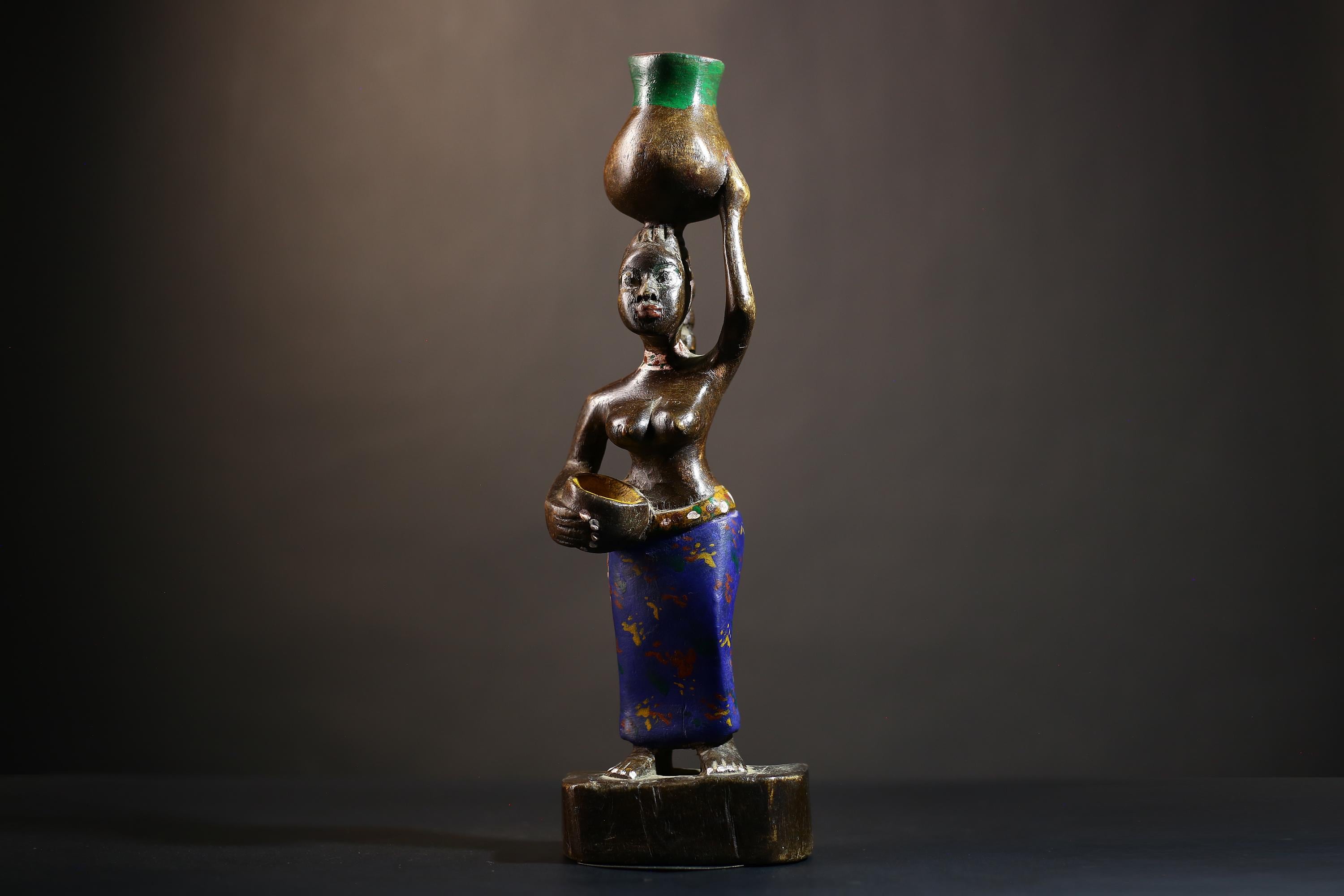 African Cote d'Ivoire Colonial Figure | Tribal Art Handcrafted Collectible |Cultural Sculpture | Authentic Ethnic Decor | Figurine Art-G4871