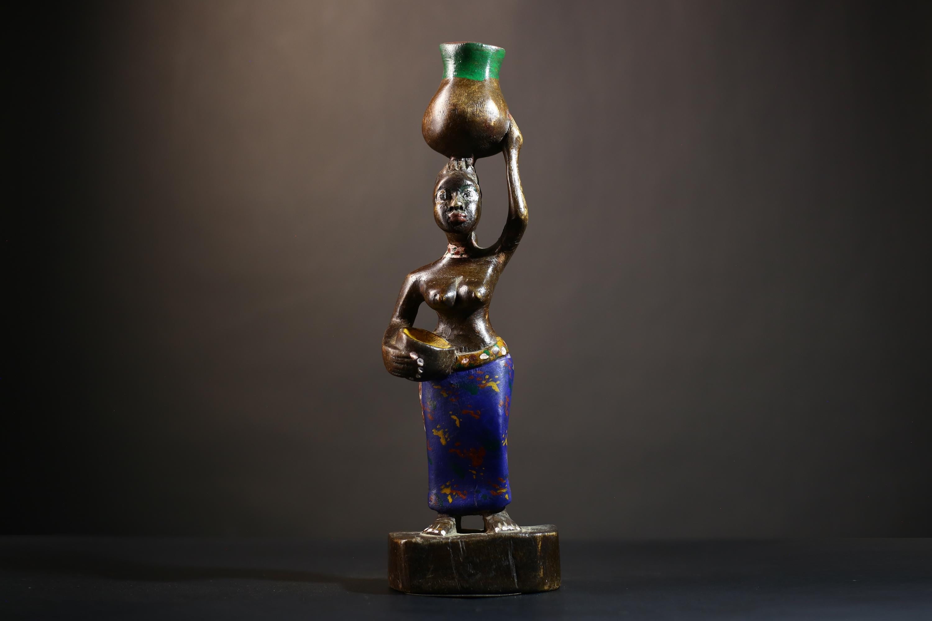 African Cote d'Ivoire Colonial Figure | Tribal Art Handcrafted Collectible |Cultural Sculpture | Authentic Ethnic Decor | Figurine Art-G4871