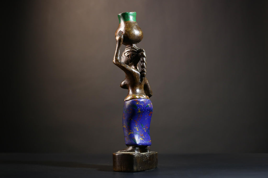 African Cote d'Ivoire Colonial Figure | Tribal Art Handcrafted Collectible |Cultural Sculpture | Authentic Ethnic Decor | Figurine Art-G4871